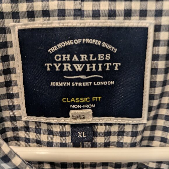 Charles Tyrwhitt Navy Gingham Shirt - Size XL - Picture 3 of 3